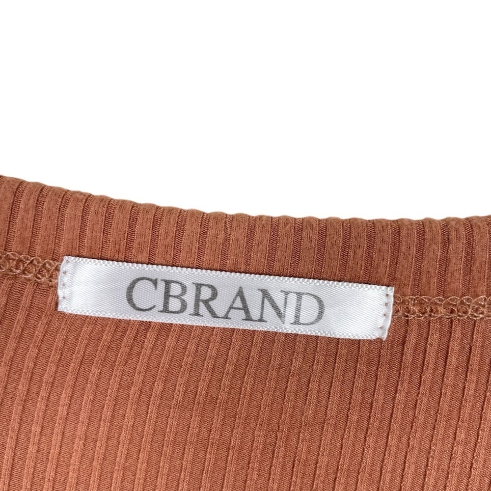 Cbrand Terracotta Orange Long Sleeved Ribbed Relaxed V-Neck Drawstring Top Sz M - Picture 11 of 13